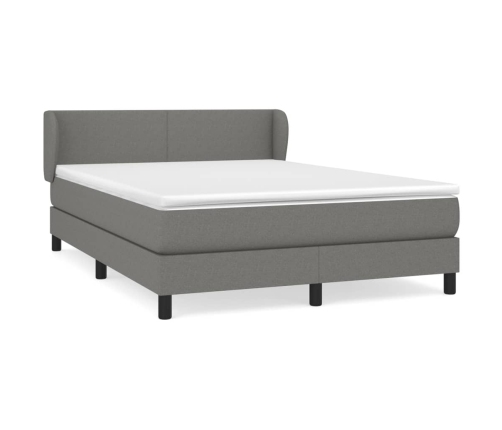 Cama box spring con colchón tela gris oscuro 140x200 cm