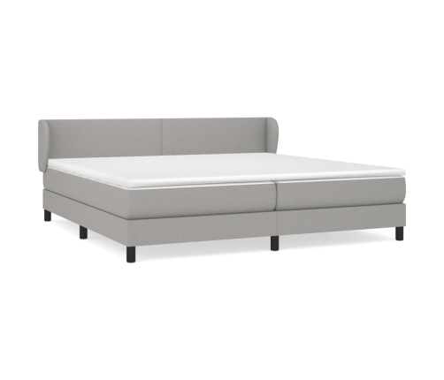 Cama box spring con colchón tela gris claro 200x200 cm