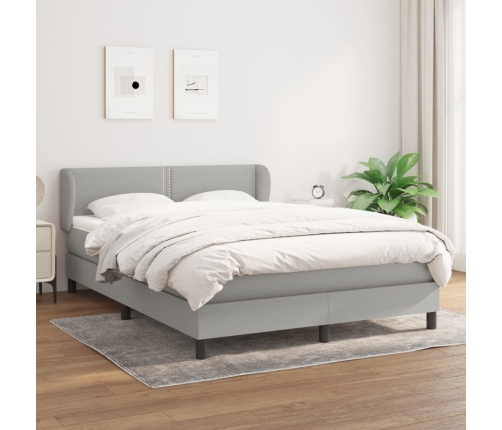 Cama box spring con colchón tela gris claro 140x200 cm