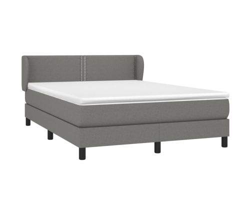 Cama box spring con colchón tela gris oscuro 140x200 cm