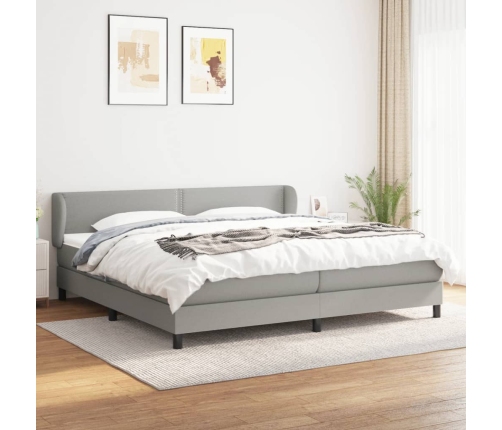 Cama box spring con colchón tela gris claro 200x200 cm