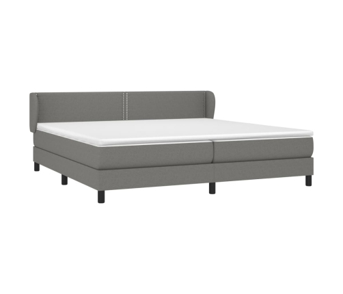 Cama box spring con colchón tela gris oscuro 200x200 cm