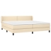Cama box spring con colchón tela color crema 200x200 cm