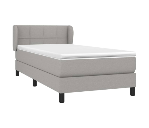 Cama box spring con colchón tela gris claro 90x190 cm