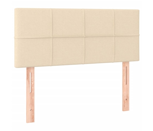 Cama box spring con colchón tela color crema 90x190 cm