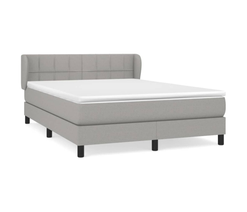 Cama box spring con colchón tela gris claro 140x190 cm