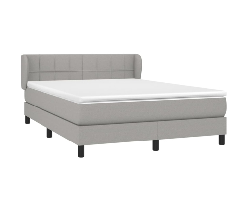 Cama box spring con colchón tela gris claro 140x190 cm