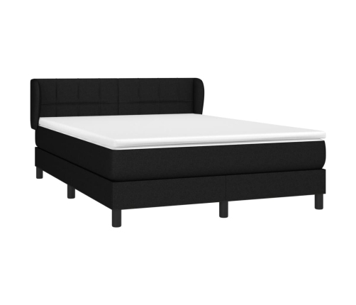 Cama box spring con colchón tela negro 140x190 cm