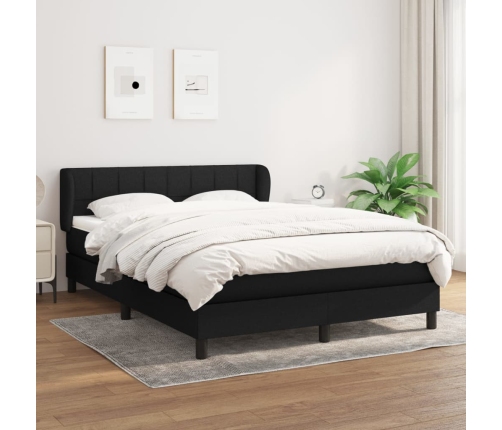 Cama box spring con colchón tela negro 140x200 cm