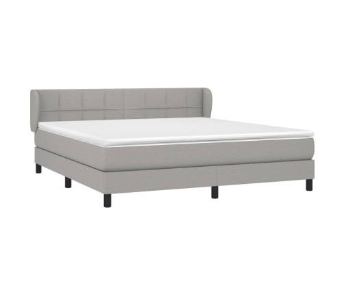 Cama box spring con colchón tela gris claro 160x200 cm