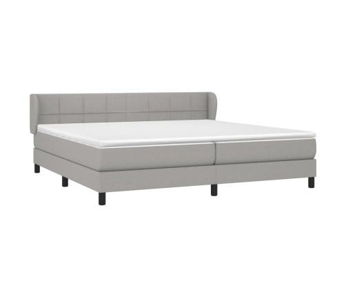 Cama box spring con colchón tela gris claro 200x200 cm