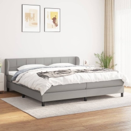 Cama box spring con colchón tela gris claro 200x200 cm