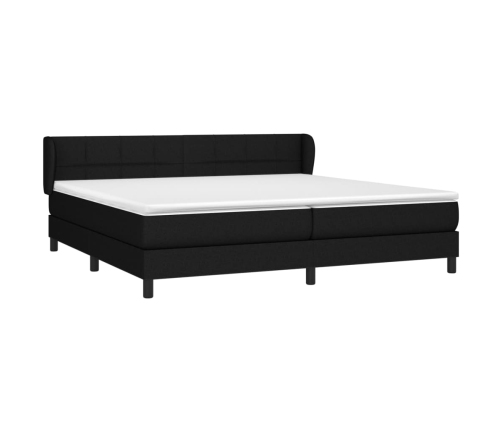 Cama box spring con colchón tela negro 200x200 cm