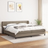 Cama box spring con colchón tela gris taupe 200x200 cm