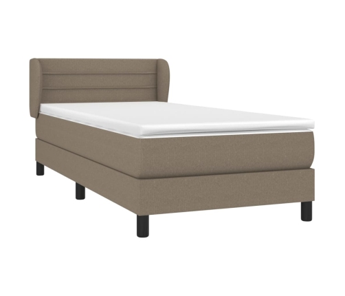 Cama box spring con colchón tela gris taupe 90x190 cm