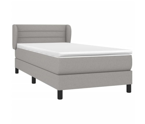 Cama box spring con colchón tela gris claro 100x200 cm