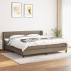 Cama box spring con colchón tela gris taupe 200x200 cm