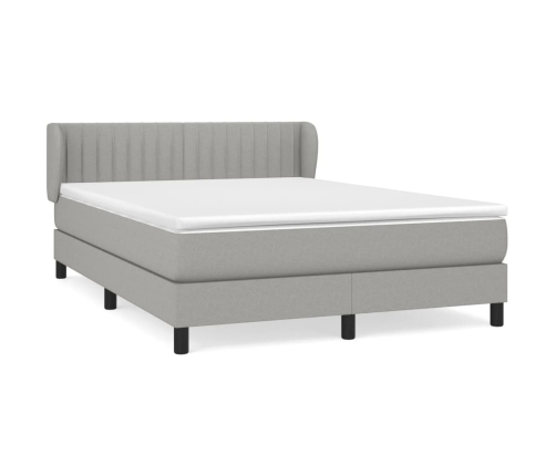 Cama box spring con colchón tela gris claro 140x190 cm