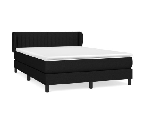 Cama box spring con colchón tela negro 140x190 cm