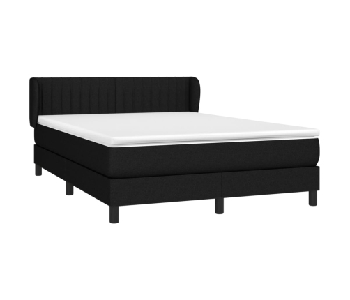 Cama box spring con colchón tela negro 140x190 cm