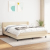 Cama box spring con colchón tela color crema 160x200 cm