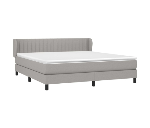 Cama box spring con colchón tela gris claro 180x200 cm