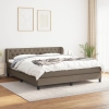 Cama box spring con colchón tela gris taupe 160x200 cm