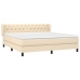 Cama box spring con colchón tela color crema 160x200 cm