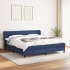 Cama box spring con colchón tela azul 160x200 cm