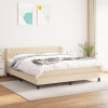 Cama box spring con colchón tela color crema 180x200 cm