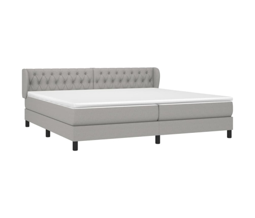 Cama box spring con colchón tela gris claro 200x200 cm