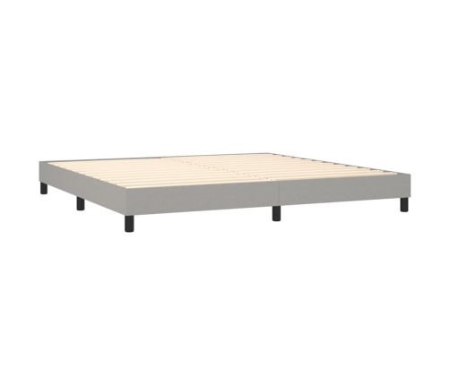 Cama box spring con colchón tela gris claro 200x200 cm