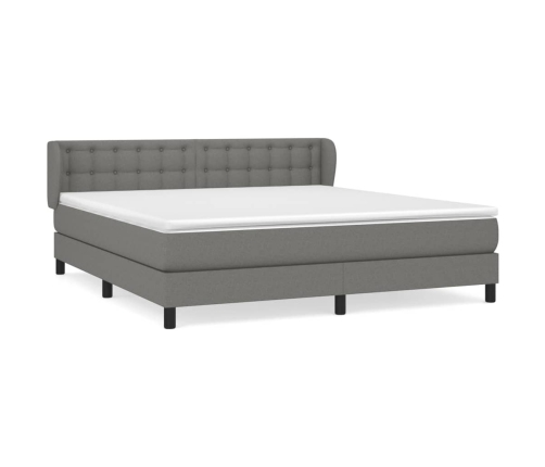 Cama box spring con colchón tela gris oscuro 180x200 cm