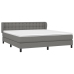 Cama box spring con colchón tela gris oscuro 180x200 cm