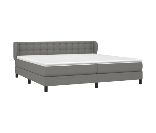 Cama box spring con colchón tela gris oscuro 200x200 cm