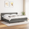 Cama box spring con colchón tela gris oscuro 200x200 cm