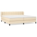 Cama box spring con colchón tela color crema 200x200 cm