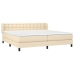 Cama box spring con colchón tela color crema 200x200 cm