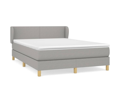 Cama box spring con colchón tela gris claro 140x190 cm