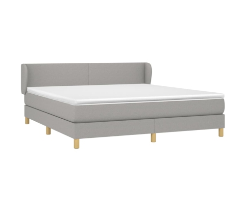 Cama box spring con colchón tela gris claro 160x200 cm