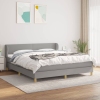 Cama box spring con colchón tela gris claro 160x200 cm