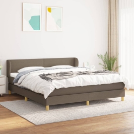 Cama box spring con colchón tela gris taupe 160x200 cm