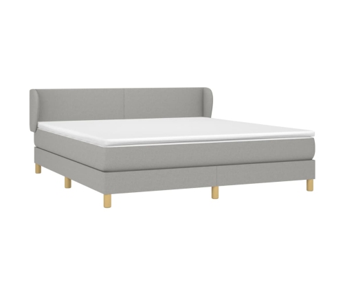 Cama box spring con colchón tela gris claro 180x200 cm