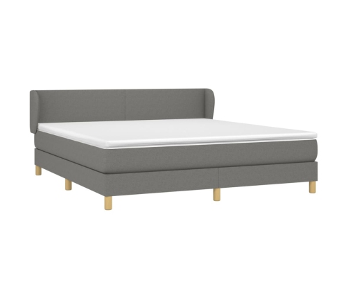 Cama box spring con colchón tela gris oscuro 180x200 cm