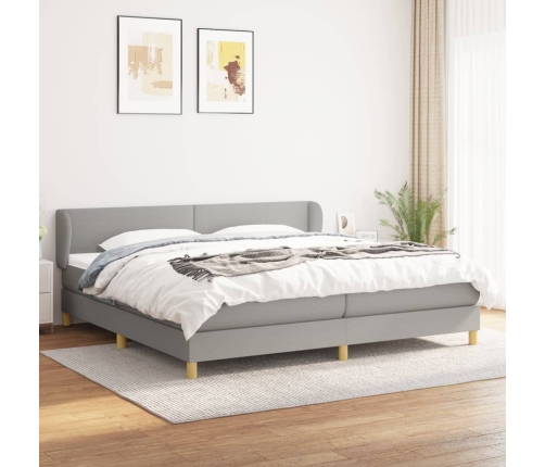 Cama box spring con colchón tela gris claro 200x200 cm