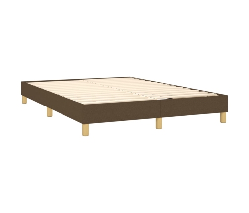 Cama box spring con colchón tela marrón oscuro 140x190 cm