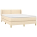 Cama box spring con colchón tela color crema 140x190 cm