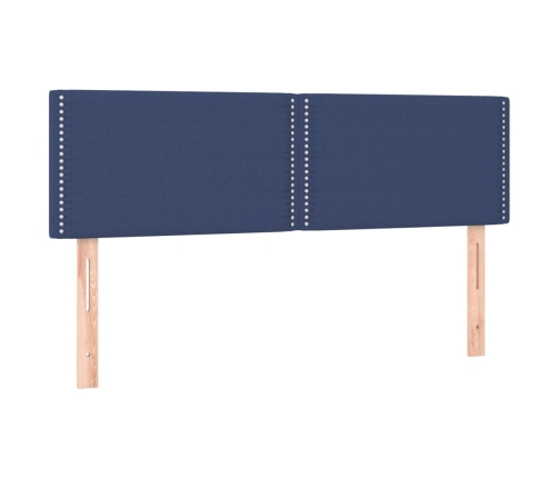 Cama box spring con colchón tela azul 140x190 cm