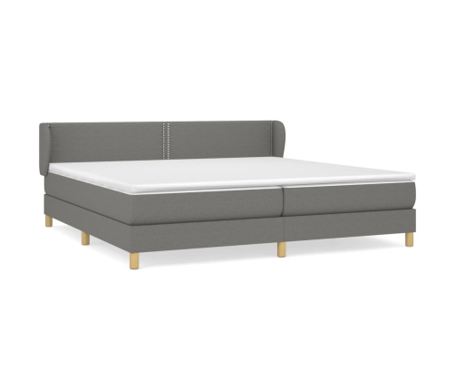 Cama box spring con colchón tela gris oscuro 200x200 cm