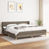 Cama box spring con colchón tela gris taupe 200x200 cm